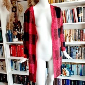 Buffalo Plaid Open Front Cardigan NWT
